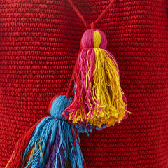 Drawstring Pom Pom Crochet Purse