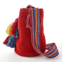 Drawstring Pom Pom Crochet Purse