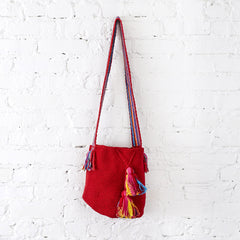Drawstring Pom Pom Crochet Purse