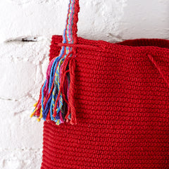 Drawstring Pom Pom Crochet Purse