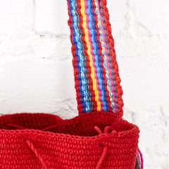 Drawstring Pom Pom Crochet Purse