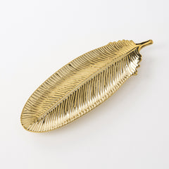 Gold Ceramic Feather Tray
