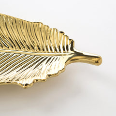 Gold Ceramic Feather Tray