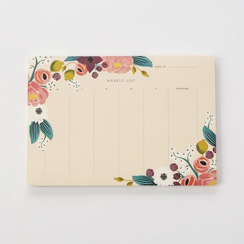 Pink Floral Weekly Desk Pad