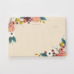 Pink Floral Weekly Desk Pad
