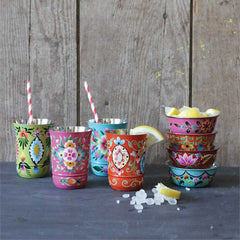 Hand-Painted Metal Tumblers - Set of 4