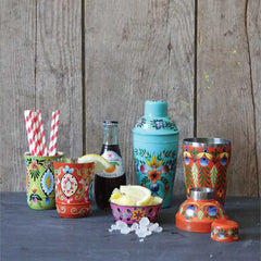 Hand-Painted Metal Tumblers - Set of 4